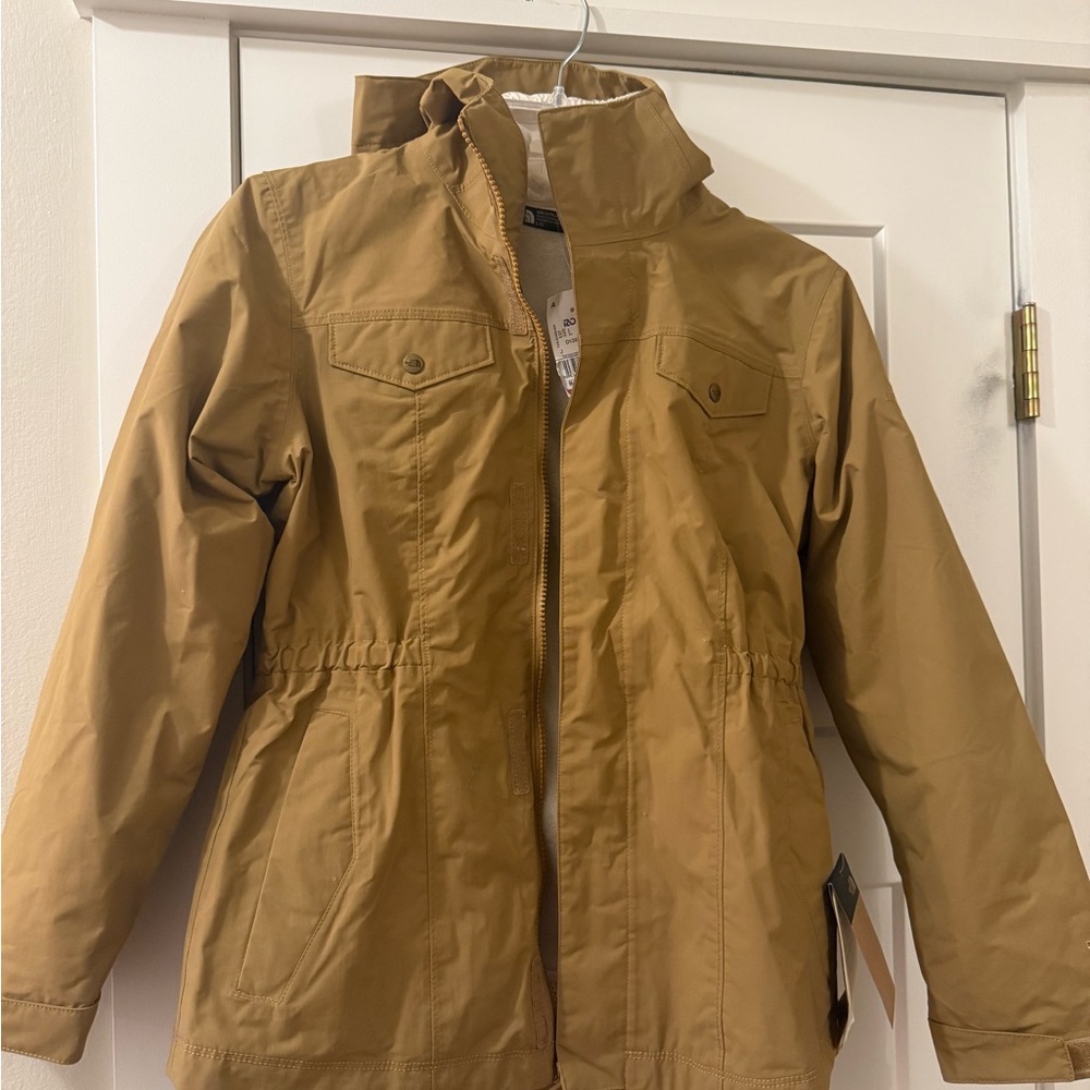 Girls Tan Zip-Up Jacket with lining NorthFace- Coat